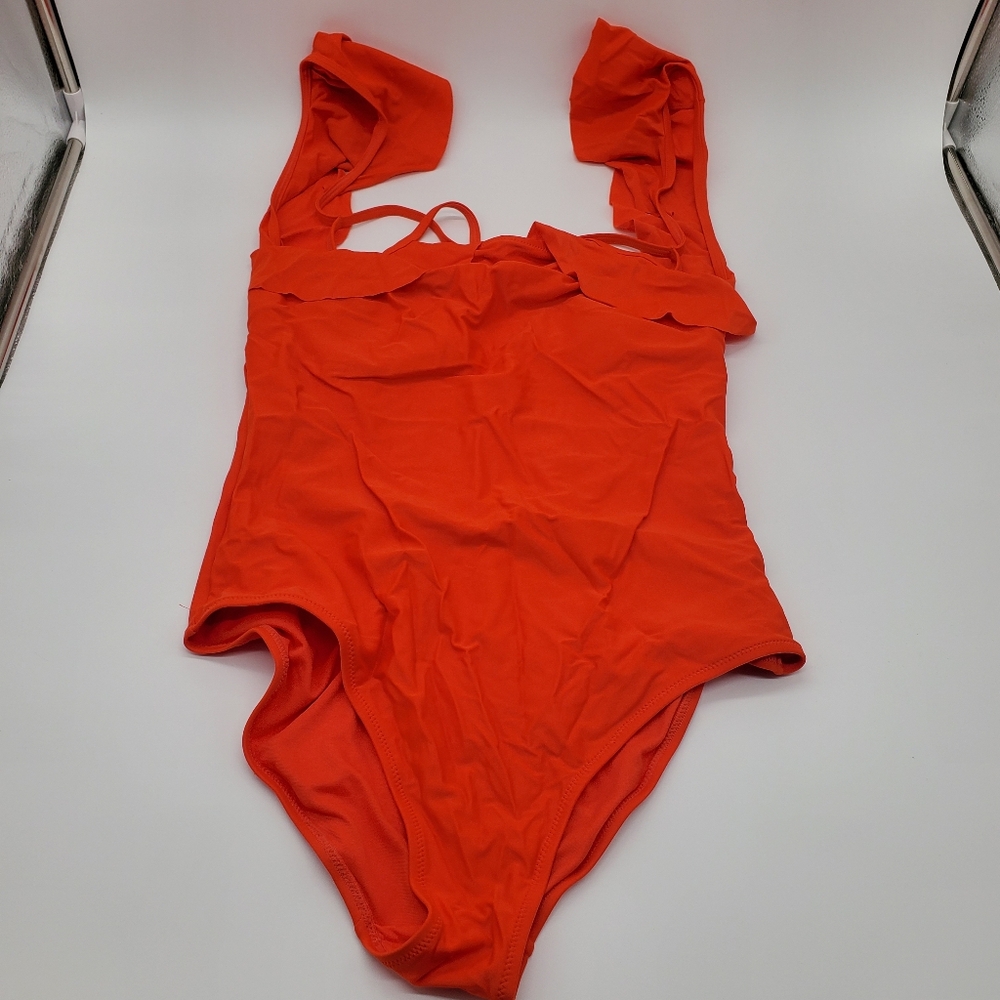 ☆ Old Navy Cold Shoulder Red One Piece Swim Suit Size Large